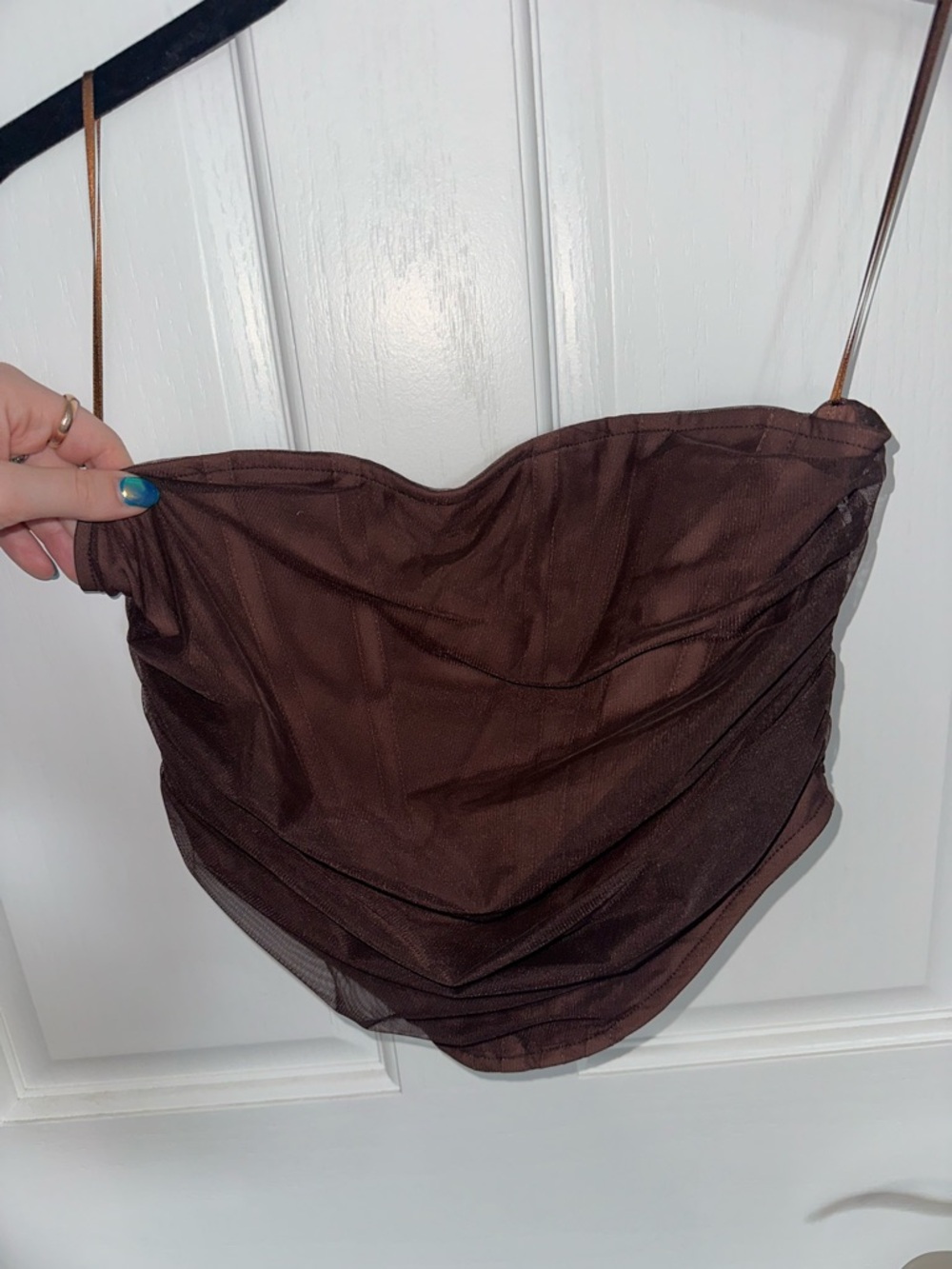 Brown Women's Mesh Corset Top